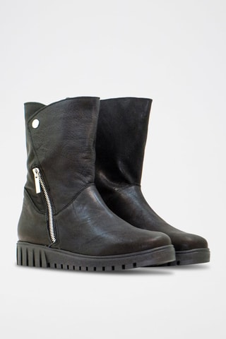 Bottines en cuir - Argenté et noir