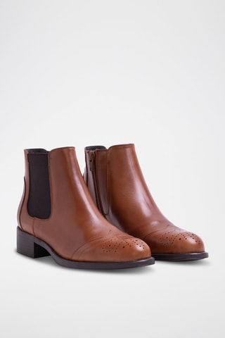 Bottines en cuir - Noir et marron