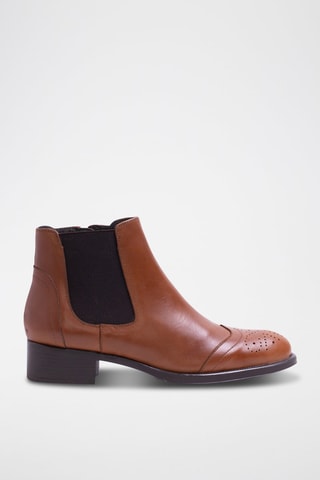 Bottines en cuir - Noir et marron