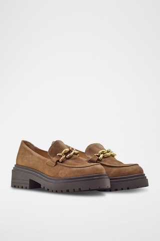 Mocassins à plateformes en cuir - Noir et marron