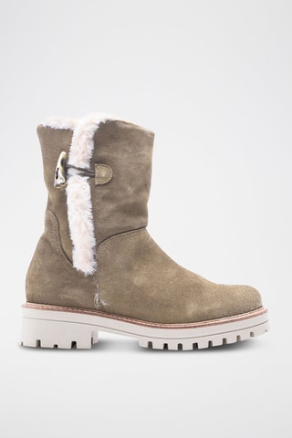Bottines fourrées en nubuck - Blanc et marron