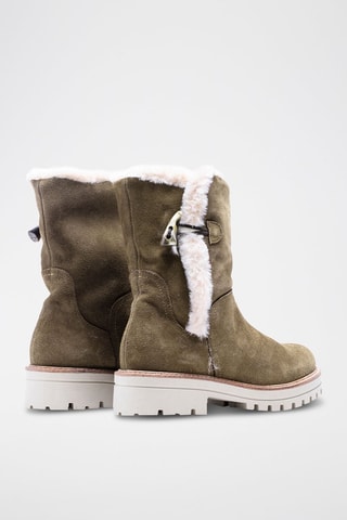 Bottines fourrées en nubuck - Blanc et marron