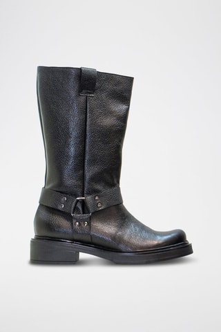 Bottes en cuir - Noir et argenté