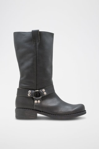 Bottes en cuir - Argenté et noir