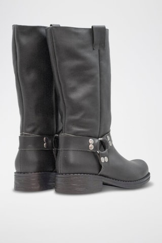 Bottes en cuir - Argenté et noir