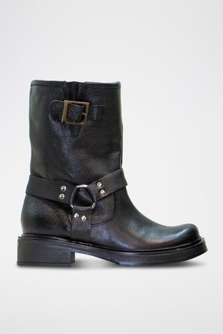 Bottes en cuir - Argenté et noir