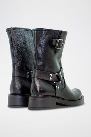 Bottes en cuir - Argenté et noir