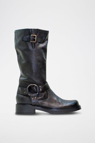 Bottes en cuir - Argenté et noir