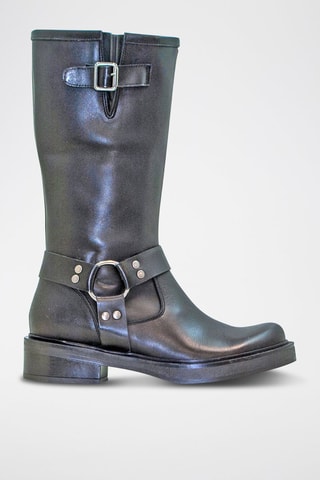 Bottes en cuir - Argenté et noir