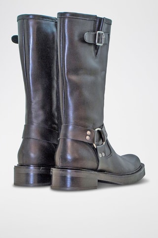 Bottes en cuir - Argenté et noir