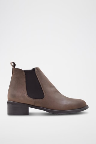 Bottines Chelsea en croûte de cuir - Marron
