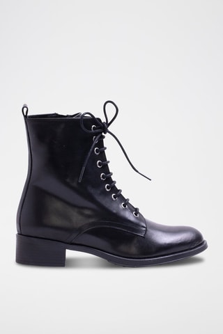 Bottines en cuir nappa - Noir et argenté