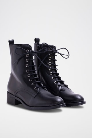 Bottines en cuir nappa - Noir et argenté