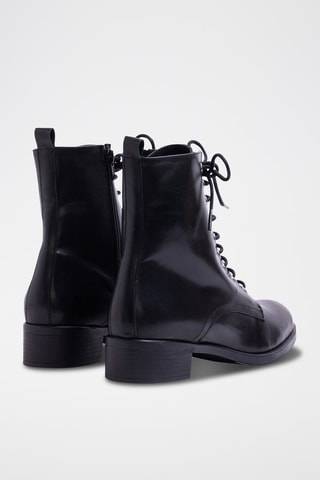 Bottines en cuir nappa - Noir et argenté
