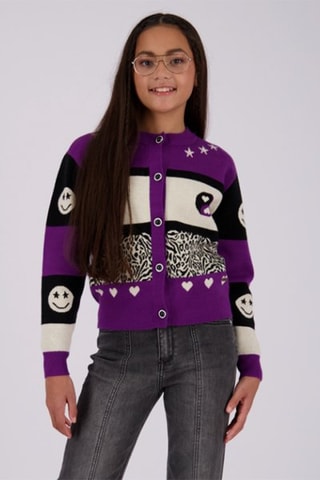 Cardigan - Viola ed ecrù