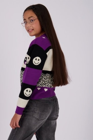Cardigan - Viola ed ecrù