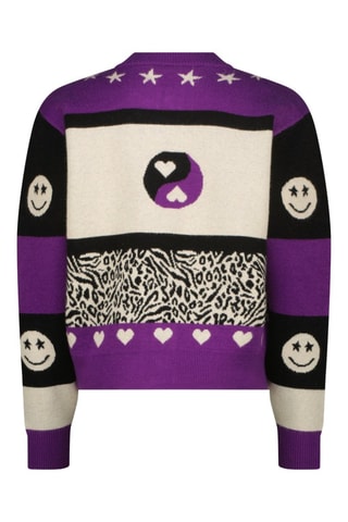 Cardigan - Viola ed ecrù