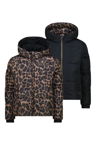 Piumino con cappuccio double face - Nero e beige