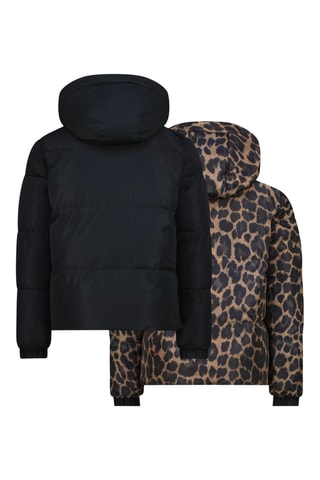 Piumino con cappuccio double face - Nero e beige