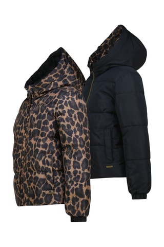 Piumino con cappuccio double face - Nero e beige