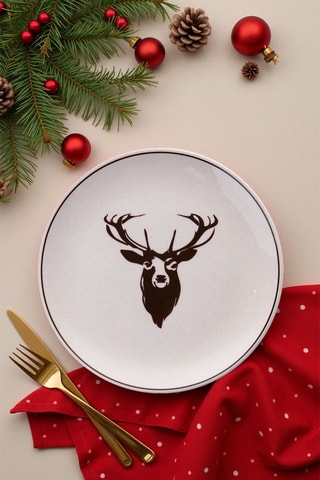 6 assiettes plates en céramique - 25,5 cm