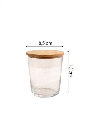 4 pots en verre avec couvercles en bambou - 31,5 cl