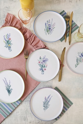 6 assiettes plates en grès - 22 cm