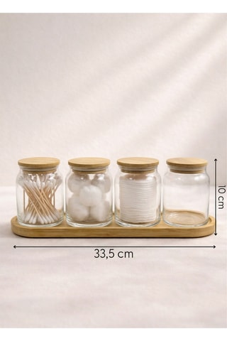5 bocaux en verre avec couvercles en bambou - 290 ml
