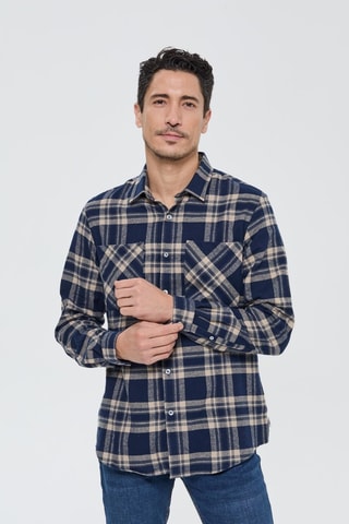 Chemise Dimiko - Bleu marine et beige