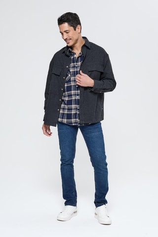 Chemise Dimiko - Bleu marine et beige