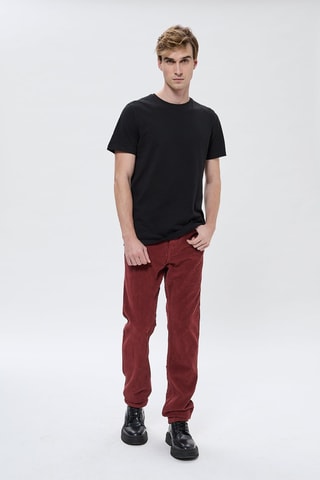 Pantalon regular en velours Josias - Bordeaux