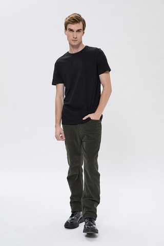 Pantalon regular en velours Josias - Kaki