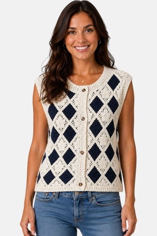 Gilet sans manches Canteque - Ecru et noir