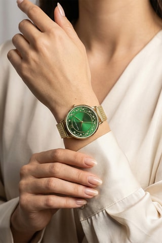 Montre à quartz en métal - Doré et vert