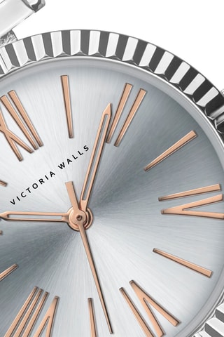 Montre à quartz en cuir - Noir et argenté - Victoria Walls