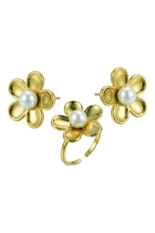 Parure - Plaqué or jaune et perles de culture d'eau douce