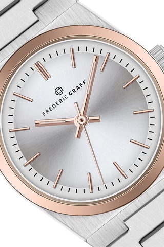 Montre à quartz en acier - Argenté et doré rose