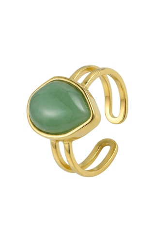 Bague - Plaqué or jaune et quartz