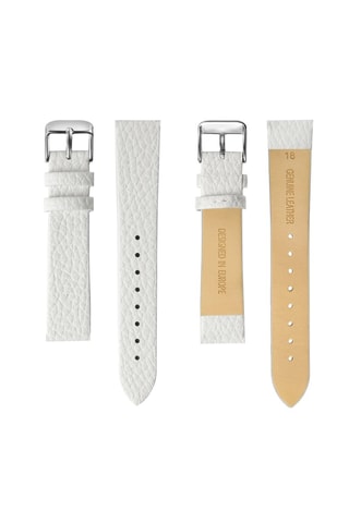 Reloj de cuarzo de piel Ankara - Blanco y plateado