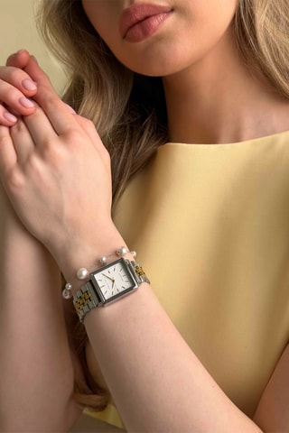 Estuche reloj de cuarzo y pulsera de acero Rosalie - Plateado y dorado