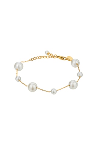 Estuche reloj de cuarzo y pulsera de acero con perlas Elodine - Plateado y dorado