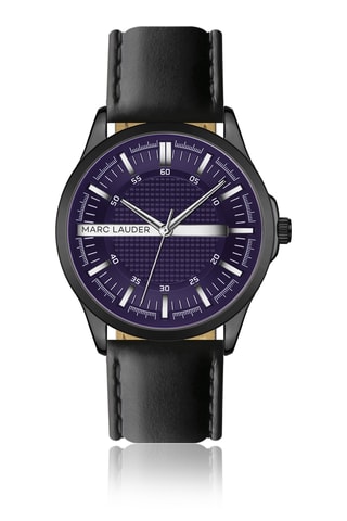 Reloj de cuarzo de piel auténtica - Negro