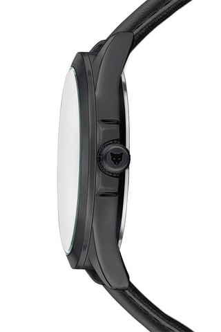 Reloj de cuarzo de piel auténtica - Negro