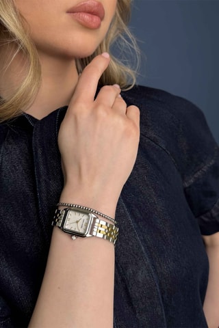 Reloj de cuarzo y pulsera de acero Nira - Plateado y dorado