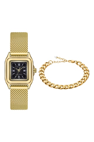 Estuche reloj de cuarzo y pulsera de acero Royale - Dorado
