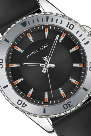 Reloj de cuarzo de piel Istambul - Plateado y negro
