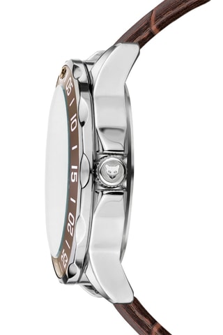 Reloj de cuarzo de piel Ljublijana - Marrón y plateado