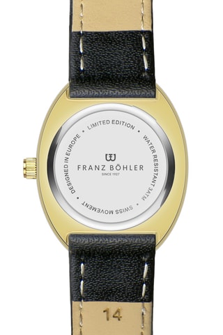 Reloj de cuarzo de piel Cavloc - Negro y dorado
