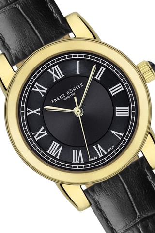 Reloj de cuarzo de piel Biel - Negro y dorado