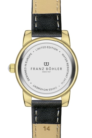 Reloj de cuarzo de piel Zurich - Negro y dorado